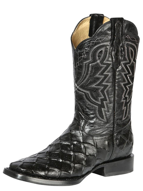 Rodeo Cowboy Boots of Monster Fish Engraved in Cowhide Leather for Men 'El General' *44663-BLACK* - BELLEZA'S - Rodeo Cowboy Boots of Monster Fish Engraved in Cowhide Leather for Men 'El General' *44663-BLACK* - Botas Para Hombres - 44663 6