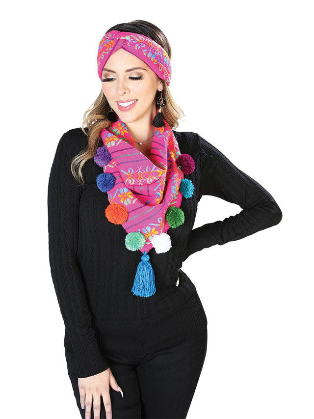 Scarf and Headband Set 100% Polyester Fuchsia 603816 - BELLEZA'S - Scarf and Headband Set 100% Polyester Fuchsia 603816 - DAMA - 60381601