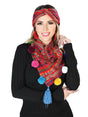 Scarf and Headband Set 100% Polyester Red 603815 - BELLEZA'S - Scarf and Headband Set 100% Polyester Red 603815 - DAMA - 60381501