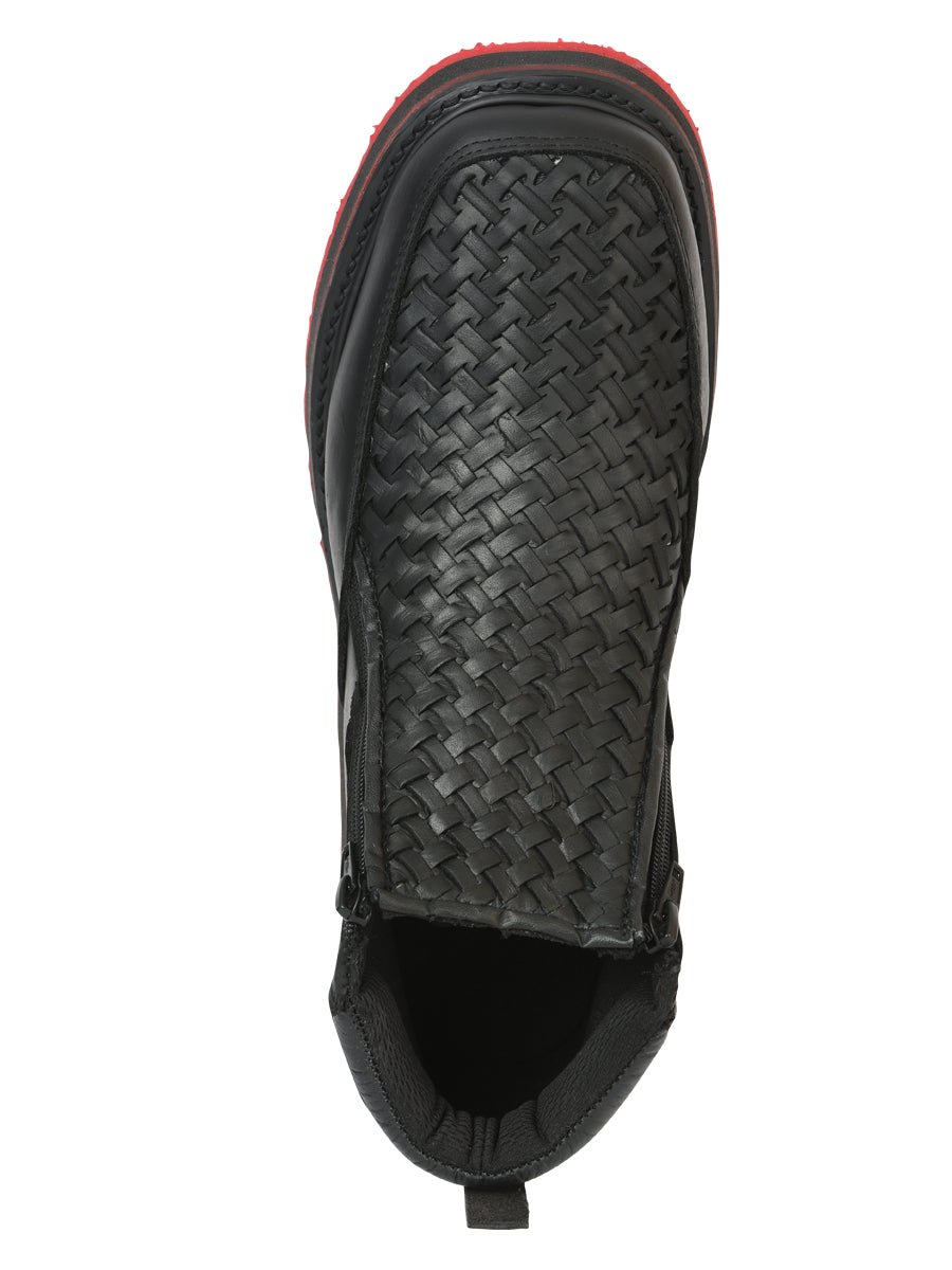 Sefeni Men’s Double Zipper Shoe Crazy Leather - Black 45394 - BELLEZA'S - Sefeni Men’s Double Zipper Shoe Crazy Leather - Black 45394 - CABALLERO - 04539401