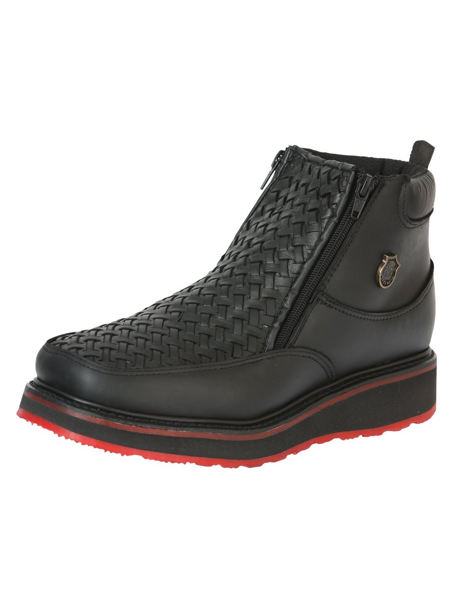 Sefeni Men’s Double Zipper Shoe Crazy Leather - Black 45394 - BELLEZA'S - Sefeni Men’s Double Zipper Shoe Crazy Leather - Black 45394 - CABALLERO - 04539401