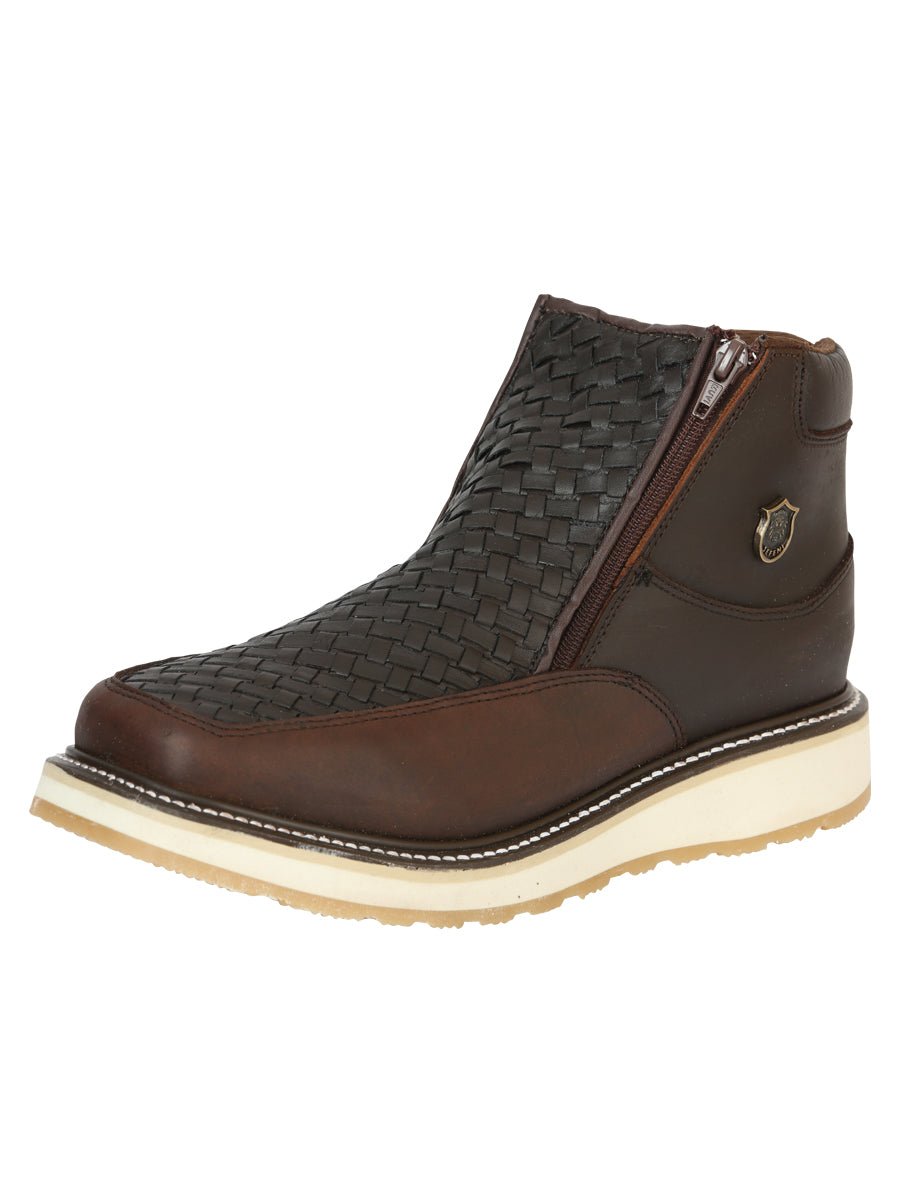 Sefeni Men’s Double Zipper Shoe Crazy Leather - Choco 45395 - BELLEZA'S - Sefeni Men’s Double Zipper Shoe Crazy Leather - Choco 45395 - CABALLERO - 04539501