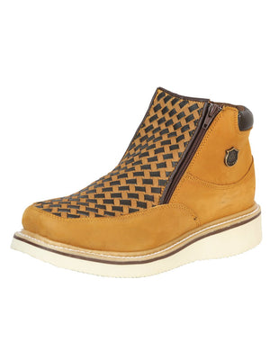 Sefeni Men’s Double Zipper Shoe Crazy Leather - Honey 45396 - BELLEZA'S - Sefeni Men’s Double Zipper Shoe Crazy Leather - Honey 45396 - CABALLERO - 04539601