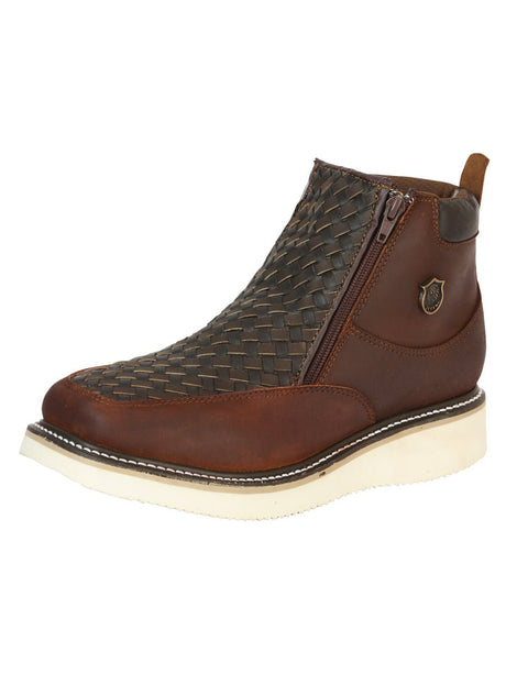Sefeni Men’s Double Zipper Shoe Crazy Leather - Roble 45397 - BELLEZA'S - Sefeni Men’s Double Zipper Shoe Crazy Leather - Roble 45397 - CABALLERO - 04539701
