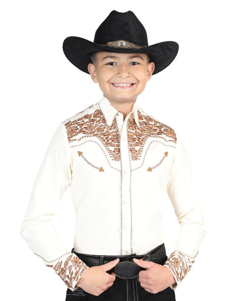 Senor De Los Cielos Embroidery Shirt Beige/Dark Camel 44349 - BELLEZA'S - Senor De Los Cielos Embroidery Shirt Beige/Dark Camel 44349 - NIÑO - 04434901