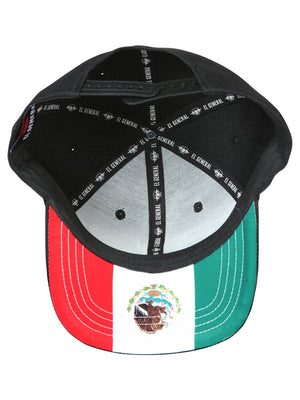 Sinaloa Black Embroidered Polyester Snap Back Cap 'El General' 44797 - BELLEZA'S - Sinaloa Black Embroidered Polyester Snap Back Cap 'El General' 44797 - Caps - 04479701