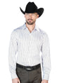 White And Black Casual Long Sleeve Shirt 43926 - BELLEZA'S - White And Black Casual Long Sleeve Shirt 43926 - Men's Shirt - 04392601