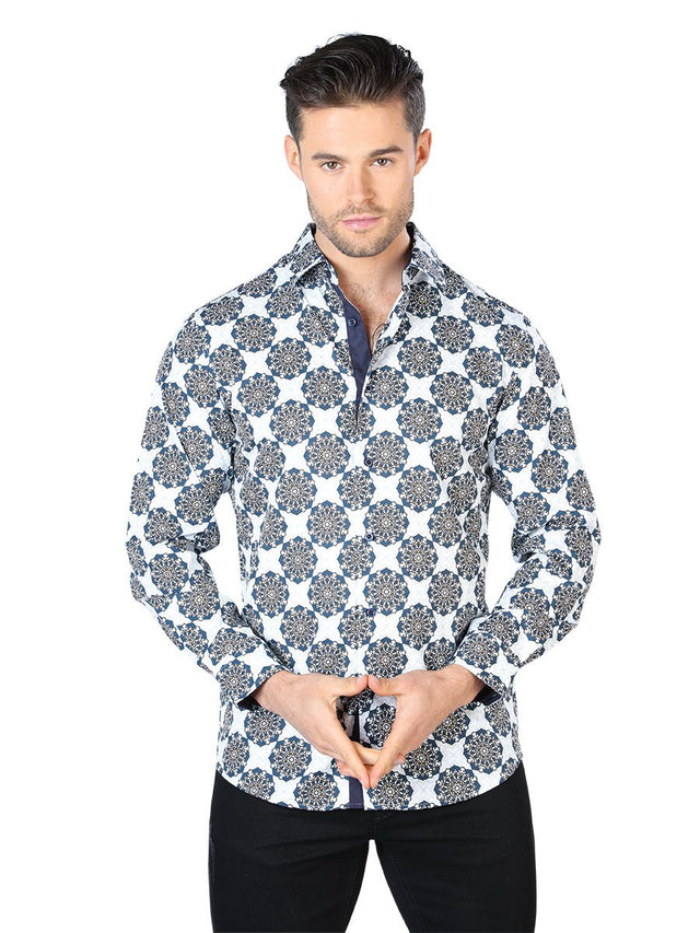 White and Black Casual Long Sleeve Shirt 44048 - BELLEZA'S - White and Black Casual Long Sleeve Shirt 44048 - CABALLERO - 04404801