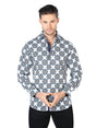 White and Black Casual Long Sleeve Shirt 44048 - BELLEZA'S - White and Black Casual Long Sleeve Shirt 44048 - CABALLERO - 04404801