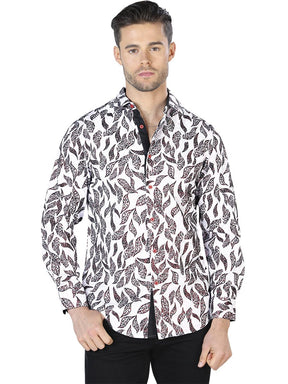 White And Black Casual Long Sleeve Shirt 44055 - BELLEZA'S - White And Black Casual Long Sleeve Shirt 44055 - CABALLERO - 04405501