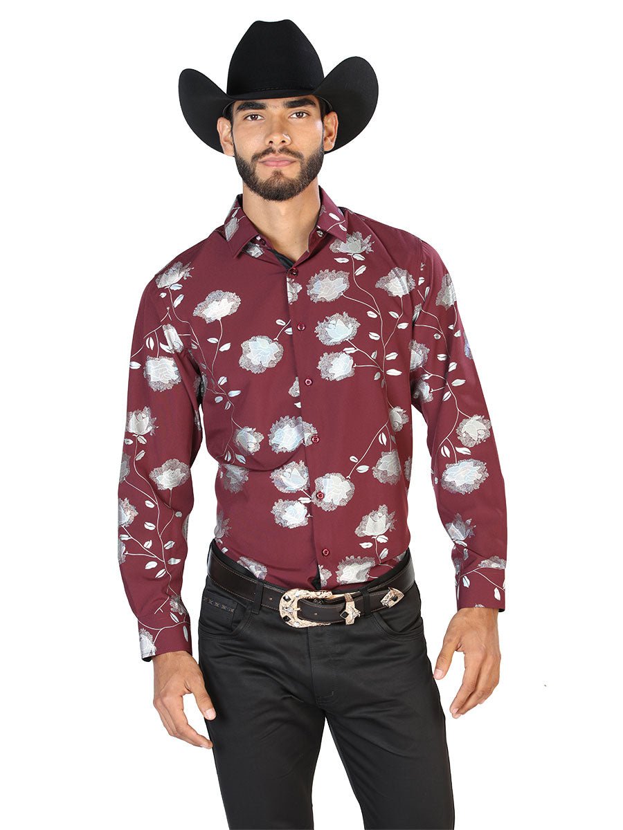 Wine Casual Long Sleeve Shirt 43776 - BELLEZA'S - Wine Casual Long Sleeve Shirt 43776 - CABALLERO - 04377601