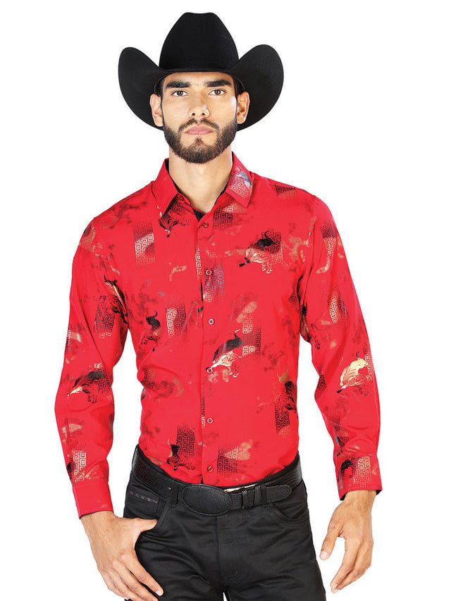 Wine Casual Long Sleeve Shirt 43846 - BELLEZA'S - Wine Casual Long Sleeve Shirt 43846 - CABALLERO - 04384601