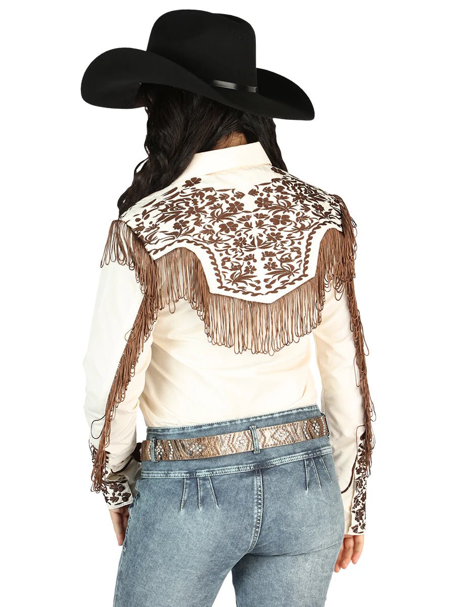 Women’s Beige Embroidered Long Sleeve Western Shirt 'El Señor de los Cielos' 44180 - BELLEZA'S - Women’s Beige Embroidered Long Sleeve Western Shirt 'El Señor de los Cielos' 44180 - Women's Shirt - 04418001