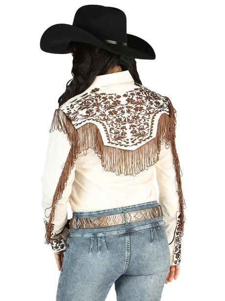 Women’s Beige Embroidered Long Sleeve Western Shirt 'El Señor de los Cielos' 44180 - BELLEZA'S - Women’s Beige Embroidered Long Sleeve Western Shirt 'El Señor de los Cielos' 44180 - Women's Shirt - 04418001