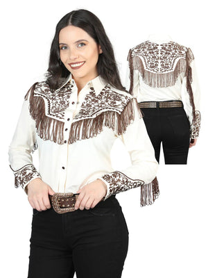 Women’s Beige Embroidered Long Sleeve Western Shirt 'El Señor de los Cielos' 44180 - BELLEZA'S - Women’s Beige Embroidered Long Sleeve Western Shirt 'El Señor de los Cielos' 44180 - Women's Shirt - 04418001
