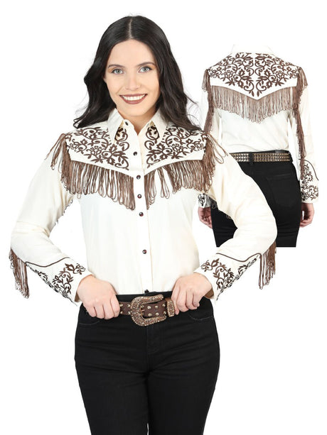 Women’s Beige Embroidered Long Sleeve Western Shirt 'El Señor de los Cielos' 44183 - BELLEZA'S - Women’s Beige Embroidered Long Sleeve Western Shirt 'El Señor de los Cielos' 44183 - Women's Shirt - 04418301