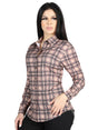 Women’s Beige/Black Plaid Print Long Sleeve Western Shirt 'El Señor de los Cielos' 44714 - BELLEZA'S - Women’s Beige/Black Plaid Print Long Sleeve Western Shirt 'El Señor de los Cielos' 44714 - Women's Shirt - 04471401