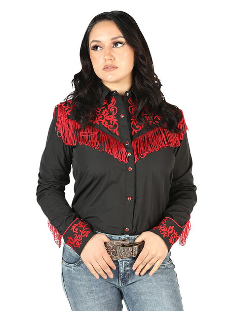 Women’s Black Embroidered Long Sleeve Western Shirt 'El Señor de los Cielos' 44181 - BELLEZA'S - Women’s Black Embroidered Long Sleeve Western Shirt 'El Señor de los Cielos' 44181 - Women's Shirt - 04418101
