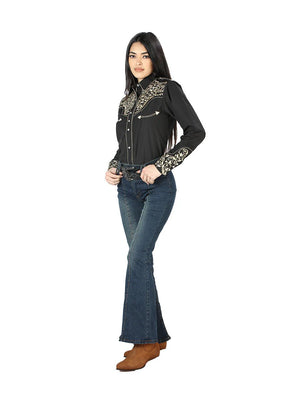 Women’s Black Embroidered Long Sleeve Western Shirt 'El Señor de los Cielos' 44190 - BELLEZA'S - Women’s Black Embroidered Long Sleeve Western Shirt 'El Señor de los Cielos' 44190 - Women's Shirt - 04419001