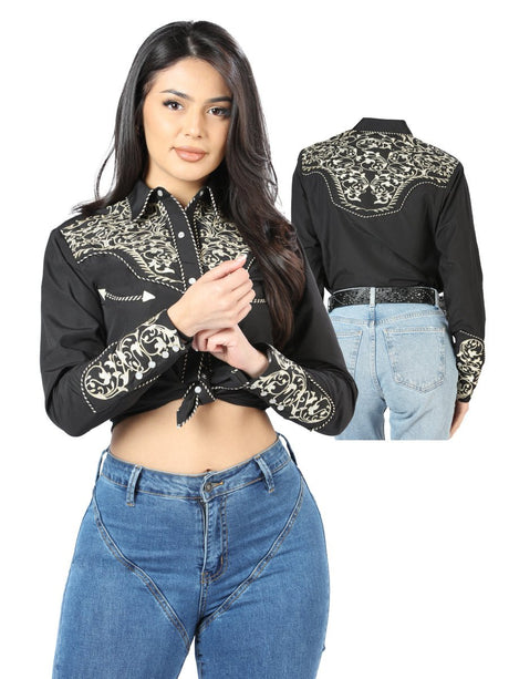 Women’s Black Embroidered Long Sleeve Western Shirt 'El Señor de los Cielos' 44190 - BELLEZA'S - Women’s Black Embroidered Long Sleeve Western Shirt 'El Señor de los Cielos' 44190 - Women's Shirt - 04419001
