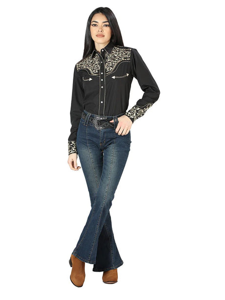 Women’s Black Embroidered Long Sleeve Western Shirt 'El Señor de los Cielos' 44190 - BELLEZA'S - Women’s Black Embroidered Long Sleeve Western Shirt 'El Señor de los Cielos' 44190 - Women's Shirt - 04419001