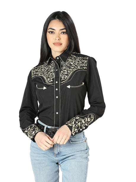 Women’s Black Embroidered Long Sleeve Western Shirt 'El Señor de los Cielos' 44190 - BELLEZA'S - Women’s Black Embroidered Long Sleeve Western Shirt 'El Señor de los Cielos' 44190 - Women's Shirt - 04419001