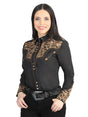 Women’s Black/Gold Camel Embroidered Long Sleeve Western Shirt 'El General' 44341 - BELLEZA'S - Women’s Black/Gold Camel Embroidered Long Sleeve Western Shirt 'El General' 44341 - Women's Shirt - 04434101