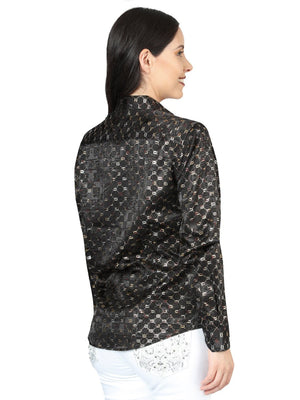 Women’s Black/Gold Print Long Sleeve Casual Shirt 'El Señor de los Cielos' 44558 - BELLEZA'S - Women’s Black/Gold Print Long Sleeve Casual Shirt 'El Señor de los Cielos' 44558 - Women's Shirt - 04455801