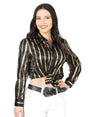 Women’s Black/Gold Print Long Sleeve Casual Shirt 'El Señor de los Cielos' 44563 - BELLEZA'S - Women’s Black/Gold Print Long Sleeve Casual Shirt 'El Señor de los Cielos' 44563 - Women's Shirt - 04456301