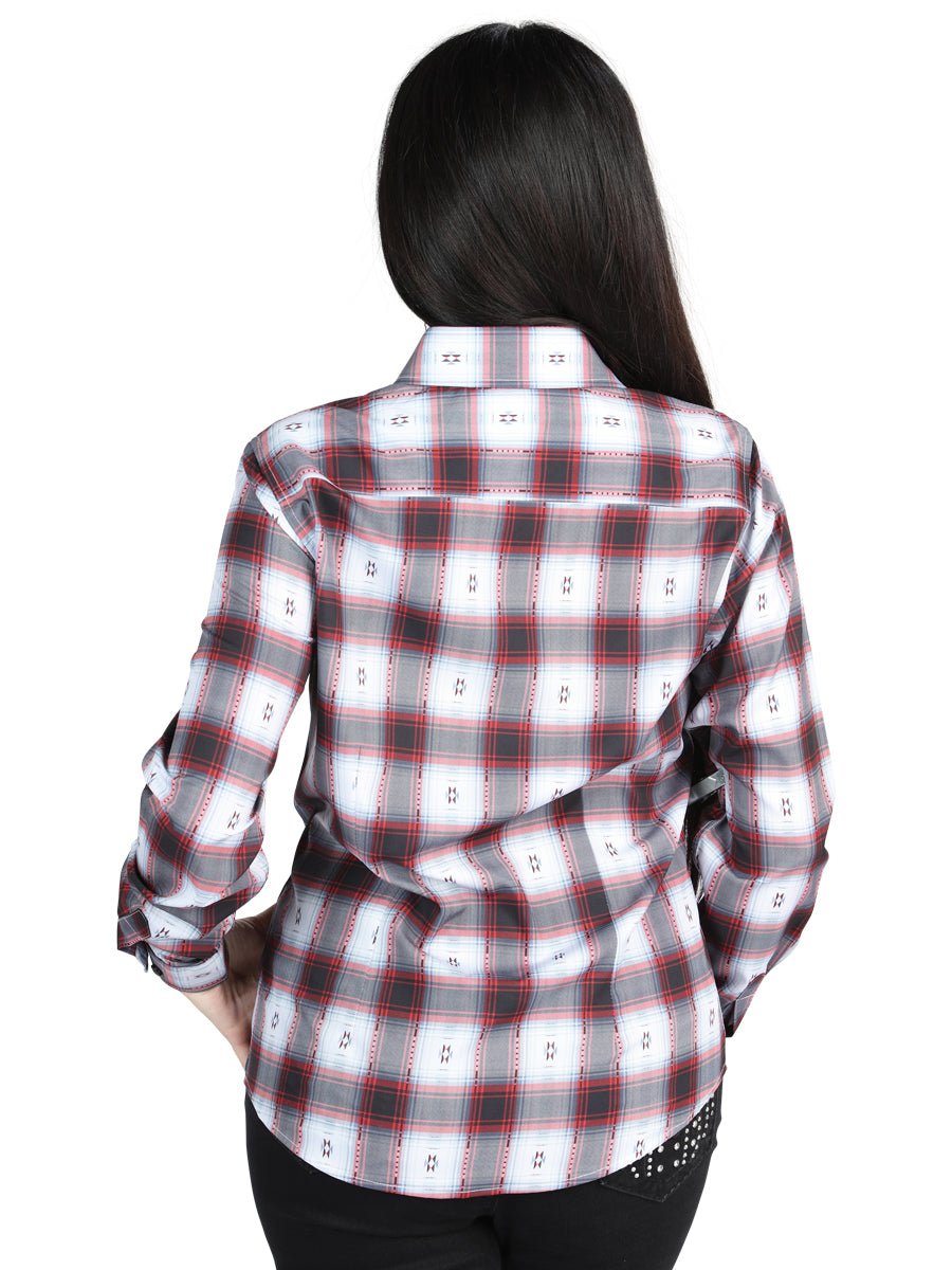 Women’s Black/Red Plaid Print Long Sleeve Western Shirt 'El Señor de los Cielos' 44718 - BELLEZA'S - Women’s Black/Red Plaid Print Long Sleeve Western Shirt 'El Señor de los Cielos' 44718 - Women's Shirt - 04471801