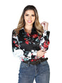 Womens Black/Roses Long Sleeve Western Shirt 43893 - BELLEZA'S - Womens Black/Roses Long Sleeve Western Shirt 43893 - WOMEN - 04389301