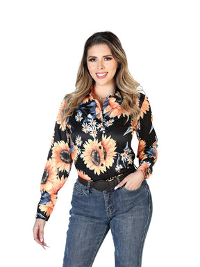 Women's Black/Sunflowers Print Long Sleeve Western Shirt 'El Señor de los Cielos' 43900 - BELLEZA'S - Women's Black/Sunflowers Print Long Sleeve Western Shirt 'El Señor de los Cielos' 43900 - Women's Shirt - 04390001