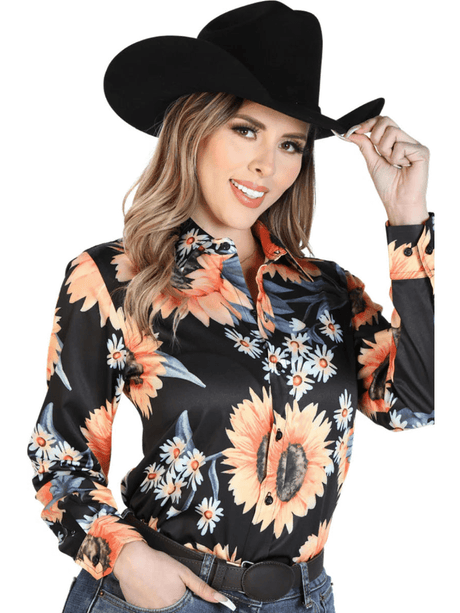 Women's Black/Sunflowers Print Long Sleeve Western Shirt 'El Señor de los Cielos' 43900 - BELLEZA'S - Women's Black/Sunflowers Print Long Sleeve Western Shirt 'El Señor de los Cielos' 43900 - Women's Shirt - 04390001