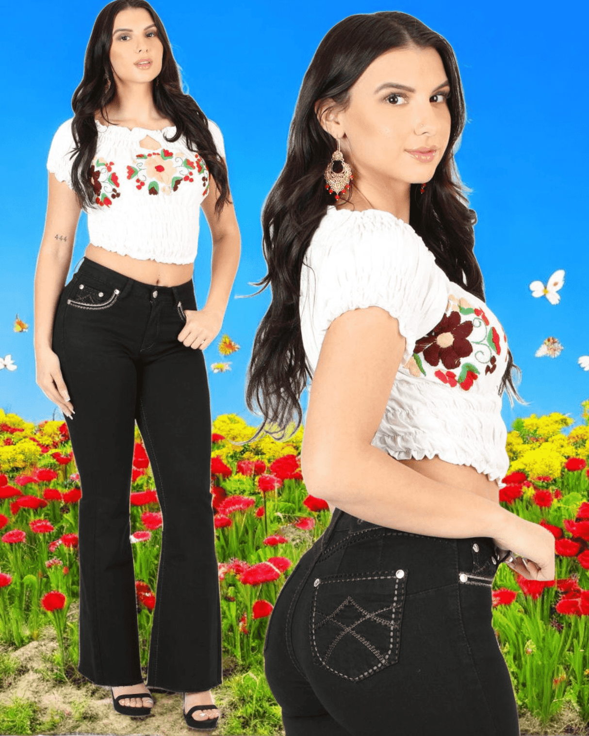 Women's Blue Boot Cut Butt - Lifting Western Demin Jeans 'Centenario' 45543 - BELLEZA'S - Women's Blue Boot Cut Butt - Lifting Western Demin Jeans 'Centenario' 45543 - Women's Jeans - 45543 0
