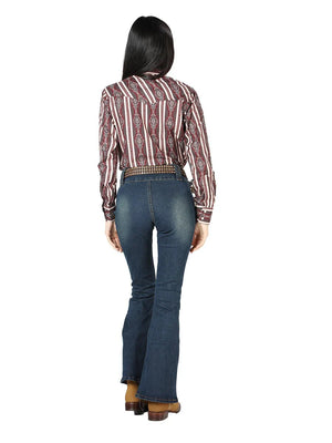 Women’s Brown Print Long Sleeve Western Shirt 'El Señor de los Cielos' 44215 - BELLEZA'S - Women’s Brown Print Long Sleeve Western Shirt 'El Señor de los Cielos' 44215 - Women's Shirt - 04421501