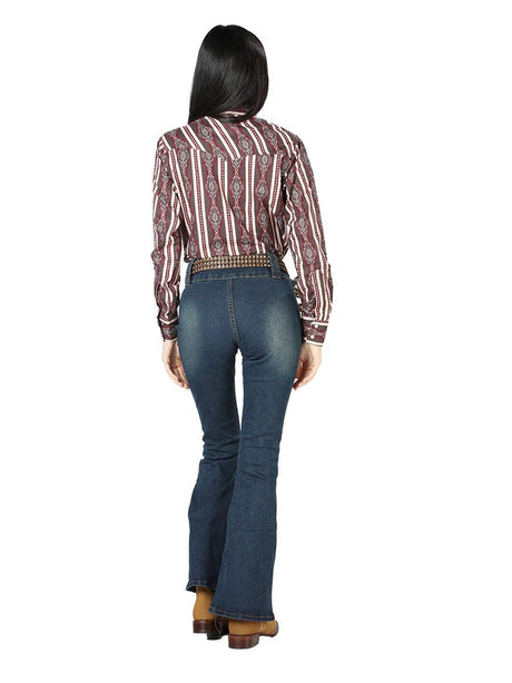 Women’s Brown Print Long Sleeve Western Shirt 'El Señor de los Cielos' 44215 - BELLEZA'S - Women’s Brown Print Long Sleeve Western Shirt 'El Señor de los Cielos' 44215 - Women's Shirt - 04421501