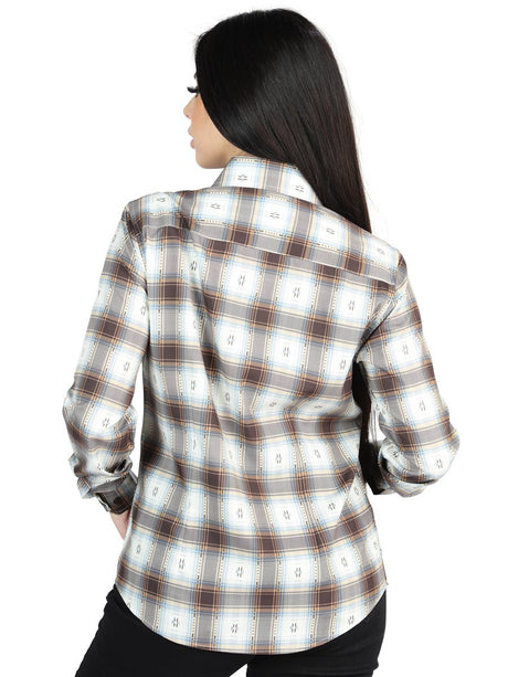 Women’s Brown/Sand Plaid Print Long Sleeve Western Shirt 'El Señor de los Cielos' 44717 - BELLEZA'S - Women’s Brown/Sand Plaid Print Long Sleeve Western Shirt 'El Señor de los Cielos' 44717 - Women's Shirt - 04471701