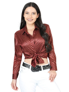 Women’s Burgundy Print Long Sleeve Casual Shirt 'El Señor de los Cielos' 44561 - BELLEZA'S - Women’s Burgundy Print Long Sleeve Casual Shirt 'El Señor de los Cielos' 44561 - Women's Shirt - 04456101