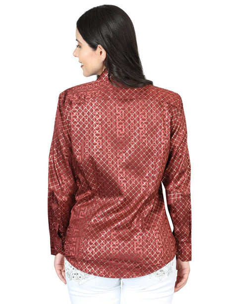 Women’s Burgundy Print Long Sleeve Casual Shirt 'El Señor de los Cielos' 44561 - BELLEZA'S - Women’s Burgundy Print Long Sleeve Casual Shirt 'El Señor de los Cielos' 44561 - Women's Shirt - 04456101