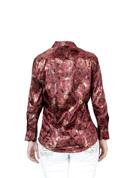 Women’s Burgundy Print Long Sleeve Casual Shirt 'El Señor de los Cielos' 44595 - BELLEZA'S - Women’s Burgundy Print Long Sleeve Casual Shirt 'El Señor de los Cielos' 44595 - Women's Shirt - 04459501