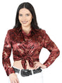 Women’s Burgundy Print Long Sleeve Casual Shirt 'El Señor de los Cielos' 44595 - BELLEZA'S - Women’s Burgundy Print Long Sleeve Casual Shirt 'El Señor de los Cielos' 44595 - Women's Shirt - 04459501
