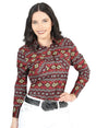 Women’s Burgundy Print Long Sleeve Snap Western Shirt 'El Señor de los Cielos' 44407 - BELLEZA'S - Women’s Burgundy Print Long Sleeve Snap Western Shirt 'El Señor de los Cielos' 44407 - Women's Shirt - 04440701