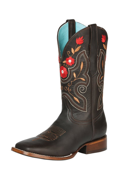 Women’s Cowgirl Boots Genuine Leather Flowers Embroidered Western 'El General' 125369 - BELLEZA'S - Women’s Cowgirl Boots Genuine Leather Flowers Embroidered Western 'El General' 125369 - Women's Boots - 12536901