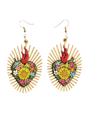 Women's Earrings Artisanal Hand Painted Earrings Black 603978 - BELLEZA'S - Women's Earrings Artisanal Hand Painted Earrings Black 603978 - Women's Earrings - 60397801
