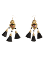 Women's Earrings Artisanal Hand Painted Earrings Black Wood Silk Thread 603974 - BELLEZA'S - Women's Earrings Artisanal Hand Painted Earrings Black Wood Silk Thread 603974 - Women's Earrings - 60397401