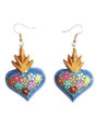 Women's Earrings Artisanal Hand Painted Earrings Blue Wood 603975 - BELLEZA'S - Women's Earrings Artisanal Hand Painted Earrings Blue Wood 603975 - Women's Earrings - 60397501