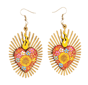 Women's Earrings Artisanal Hand Painted Heart Red 603977 - BELLEZA'S - Women's Earrings Artisanal Hand Painted Heart Red 603977 - Women's Earrings - 60397701
