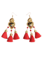 Women's Earrings Artisanal Hand Painted Wood Silk Thread Red 603973 - BELLEZA'S - Women's Earrings Artisanal Hand Painted Wood Silk Thread Red 603973 - Women's Earrings - 60397301