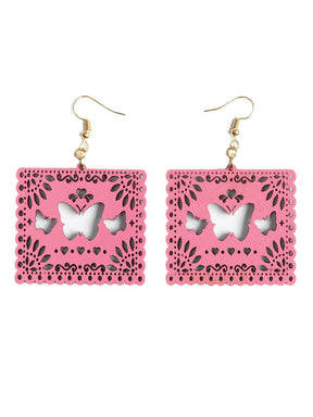 Women's Earrings Mexican Artisanal Handmade Butterflies Wood Pink 603946 - BELLEZA'S - Women's Earrings Mexican Artisanal Handmade Butterflies Wood Pink 603946 - Women's Earrings - 60394601