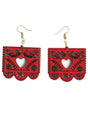 Women's Earrings Mexican Artisanal Handmade Heart on Wood Red 603950 - BELLEZA'S - Women's Earrings Mexican Artisanal Handmade Heart on Wood Red 603950 - Women's Earrings - 60395001